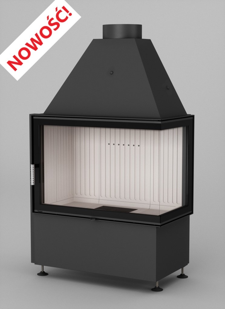 Zestaw kominek powietrzny stalowy KRATKI LUCY Prawy BLACK 14 kW Ø 200 z akcesoriami Volcano 2PATa - Zestaw kominek powietrzny stalowy KRATKI LUCY Prawy BLACK 14 kW Ø 200 z akcesoriami